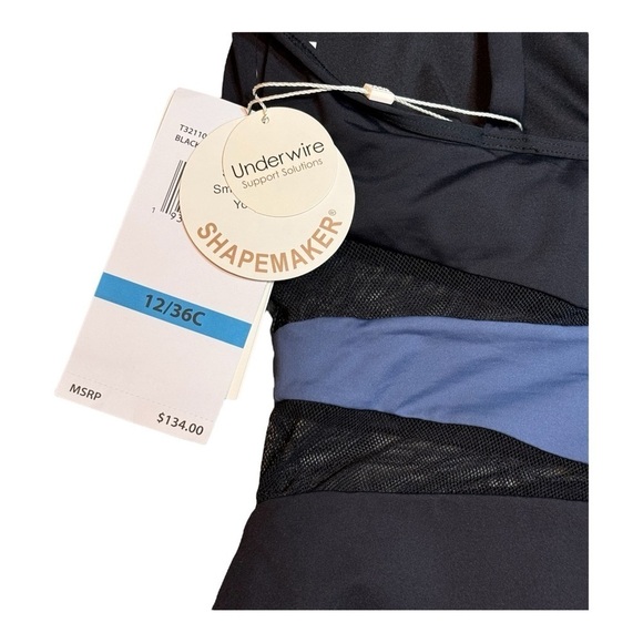 Coco Reef Keepsake Level Color-Block Mesh One-Piece Black/Blue NWT - Picture 5 of 6